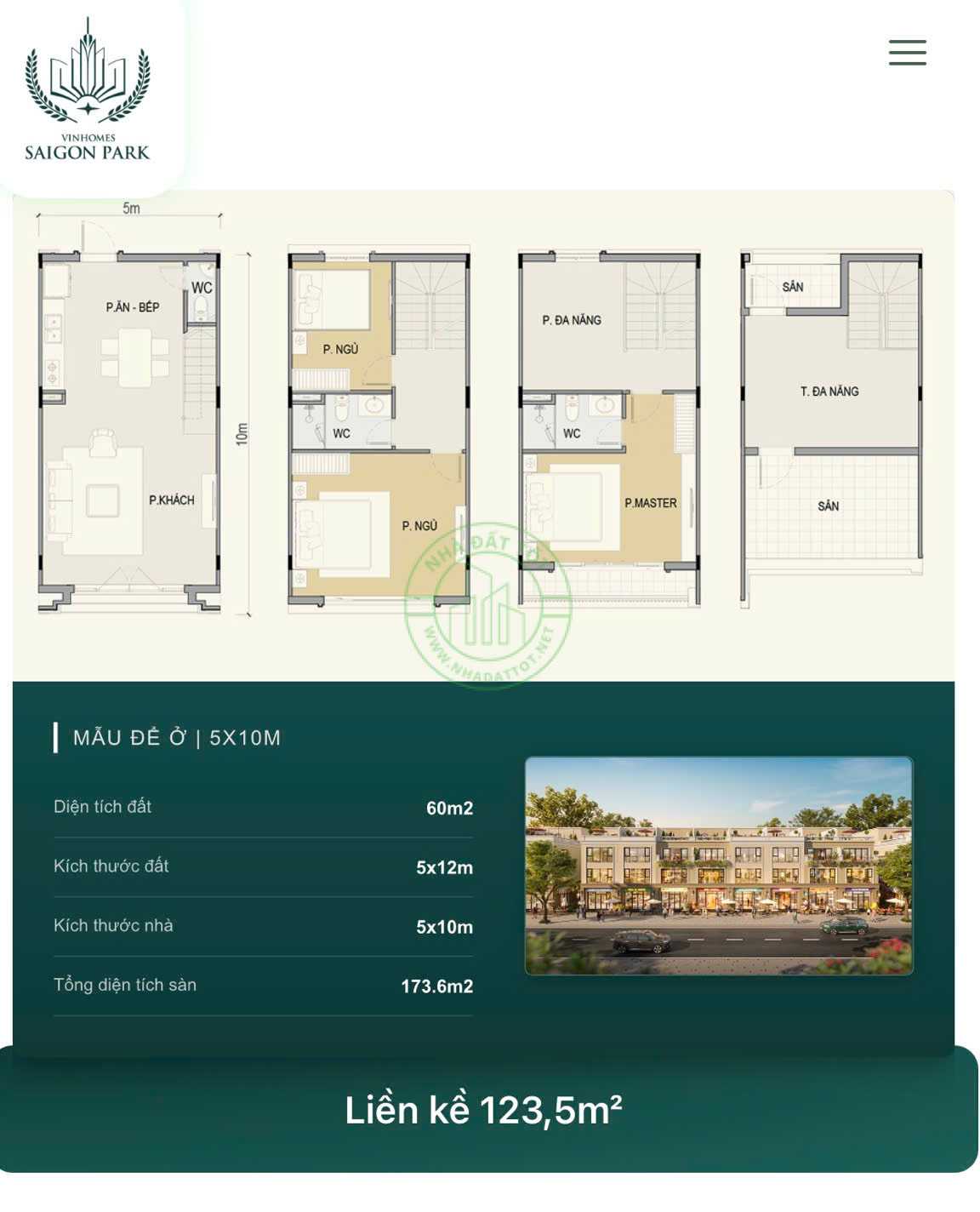 Thiết Kế Nhà Phố Vinhomes Saigon Park diện tích  60m2